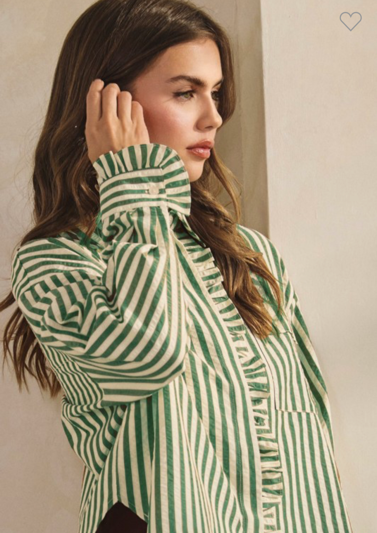 Green and Cream stripped top