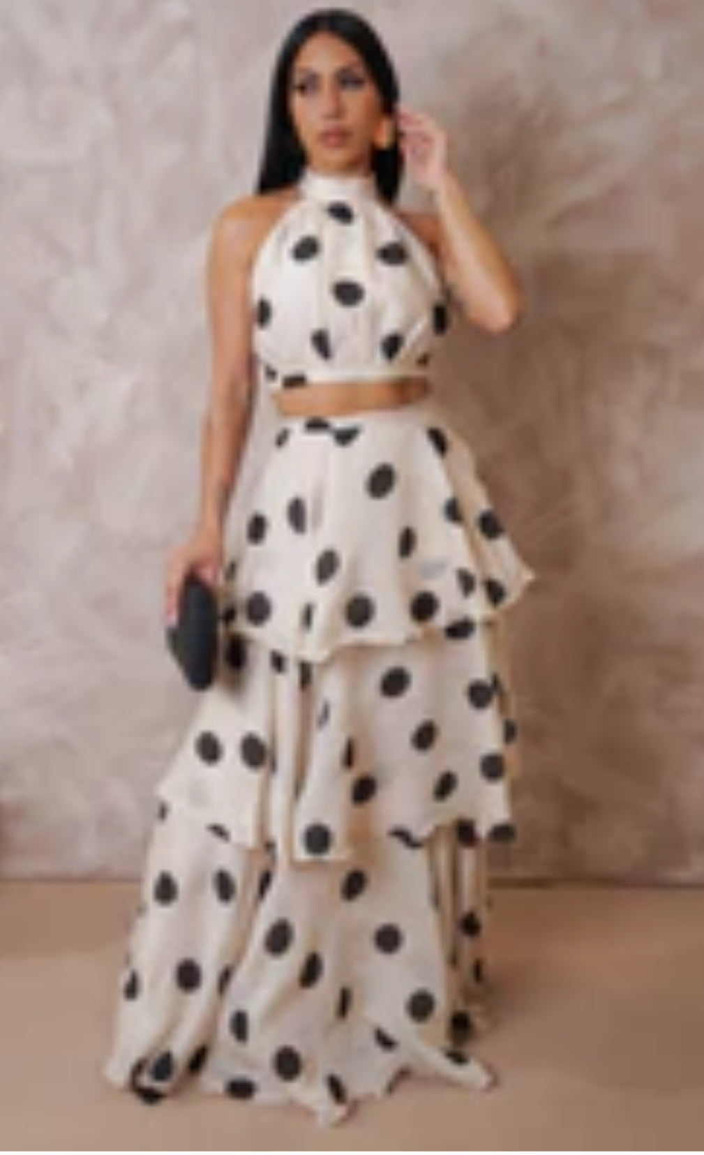 Black Dots Long Skirt Set