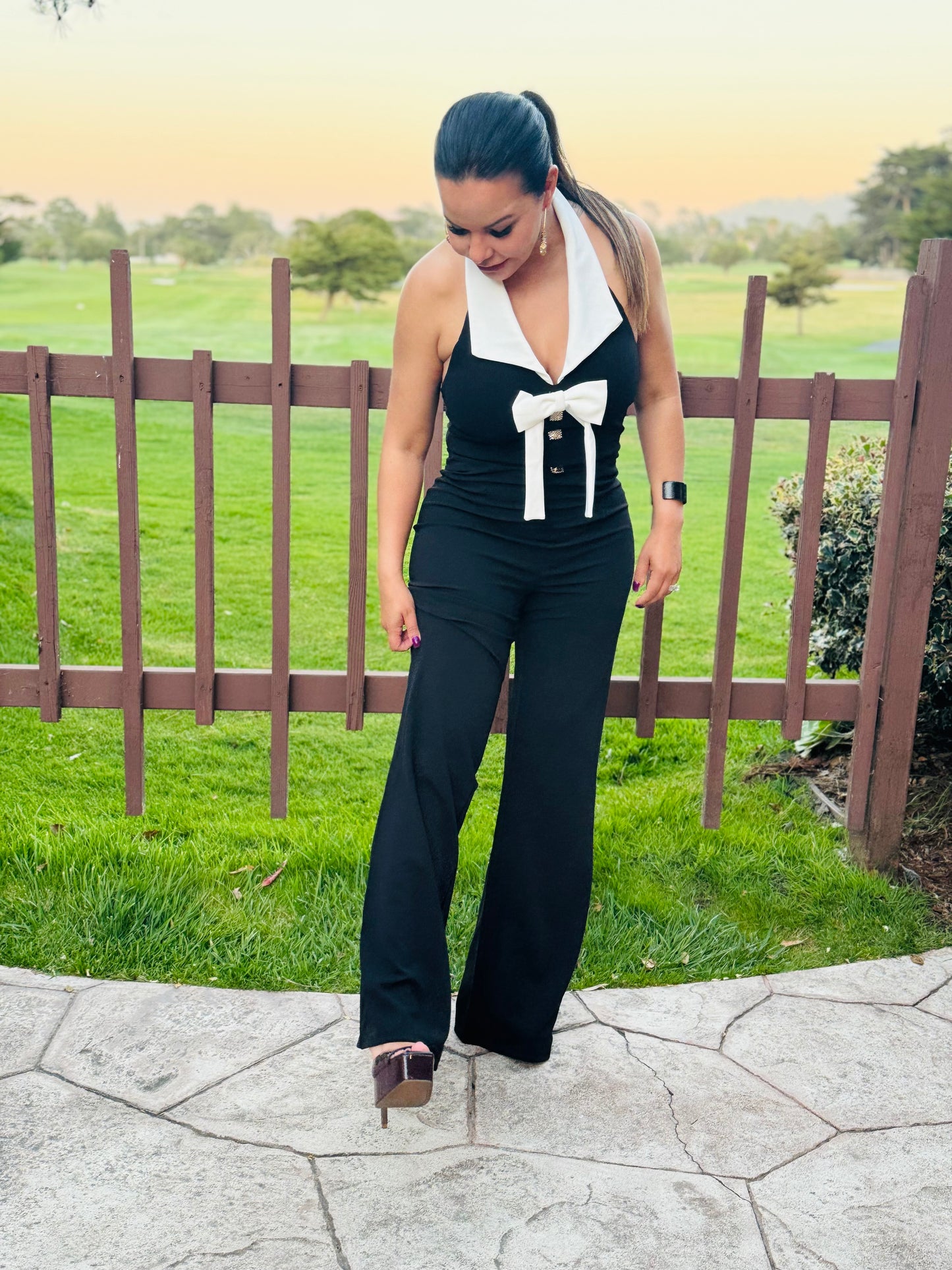 Black and White Tux Jumpsuit