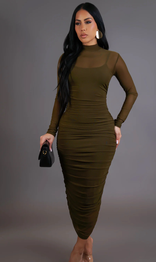 Long Sleeve Olive Fall Dress